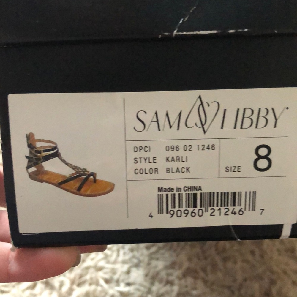 In box Sam and Libby Karly animal print sandals